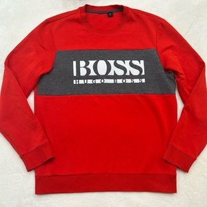 BOSS Slim-fit logo sweatshirt with color-blocking Red